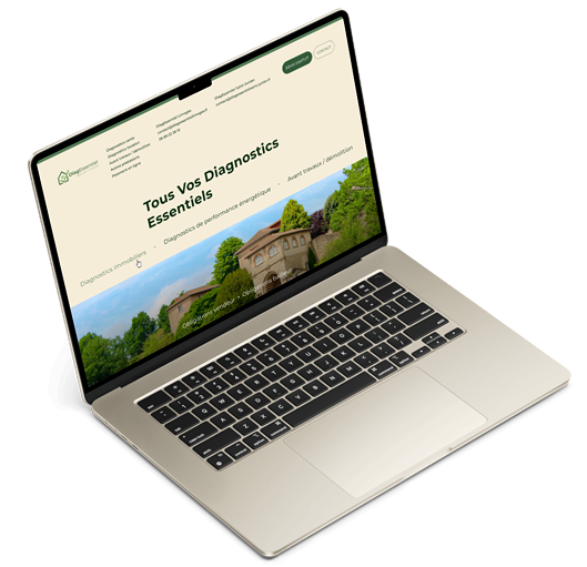 Ordinateur portable affichant le site DiagEssentiel, paiement en ligne des diagnostics