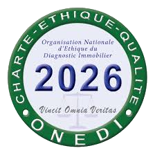 Logo ONEDI 2026, charte éthique et qualité du diagnostic immobilier